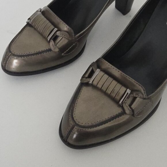 FRANCO SARTO | L-Gable Metallic Pumps Heels Gray Sz 7M - Picture 2 of 5